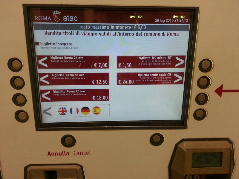 como comprar bilhete do metrô em roma