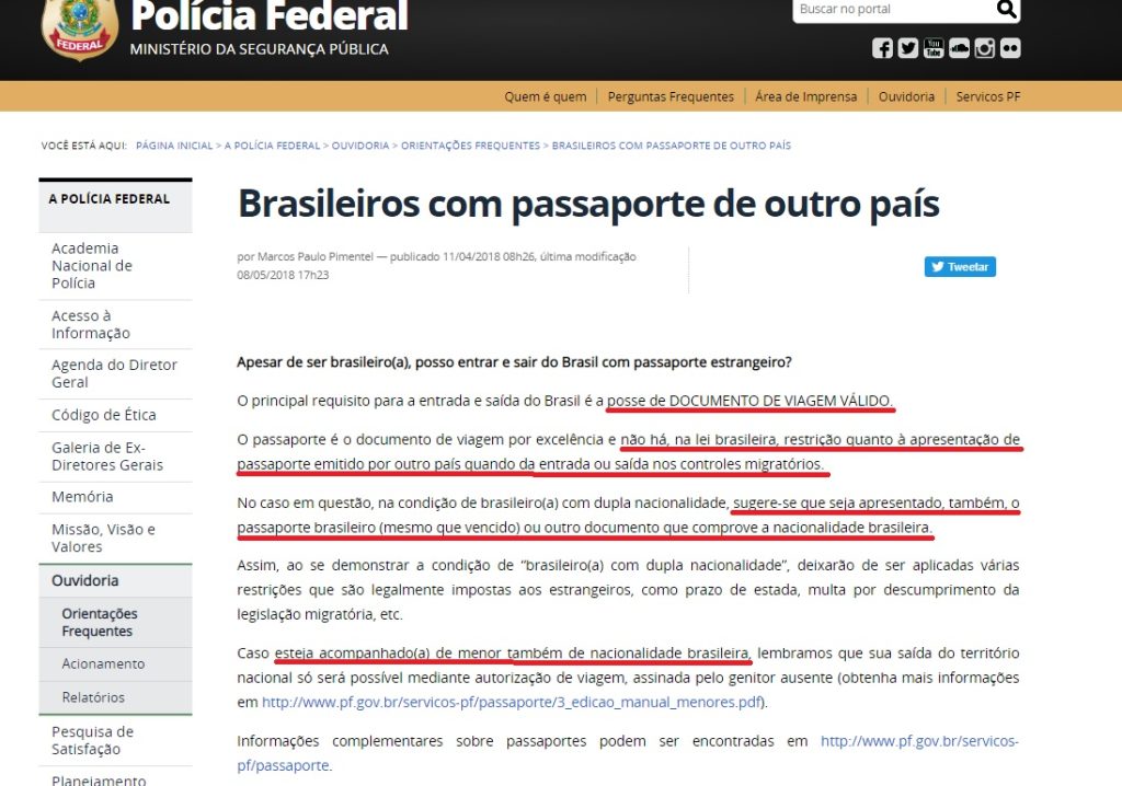 sair do brasil com passaporte europeu